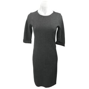 Paul Stuart Women's Black 3/4 Sleeve Back Zip Midi Bodycon Sheath Dress Size S